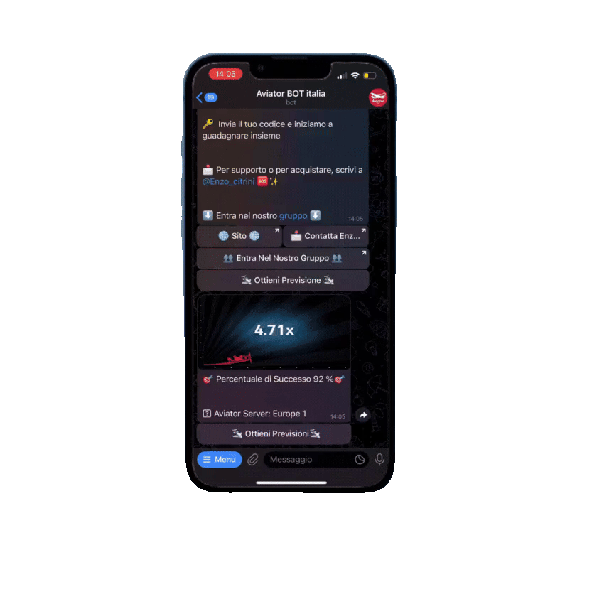 Screenshot chat Telegram con il bot